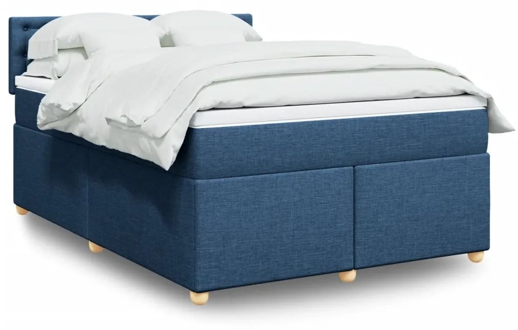 vidaXL Κρεβάτι Boxspring με Στρώμα Μπλε 160x200 εκ. Υφασμάτινο