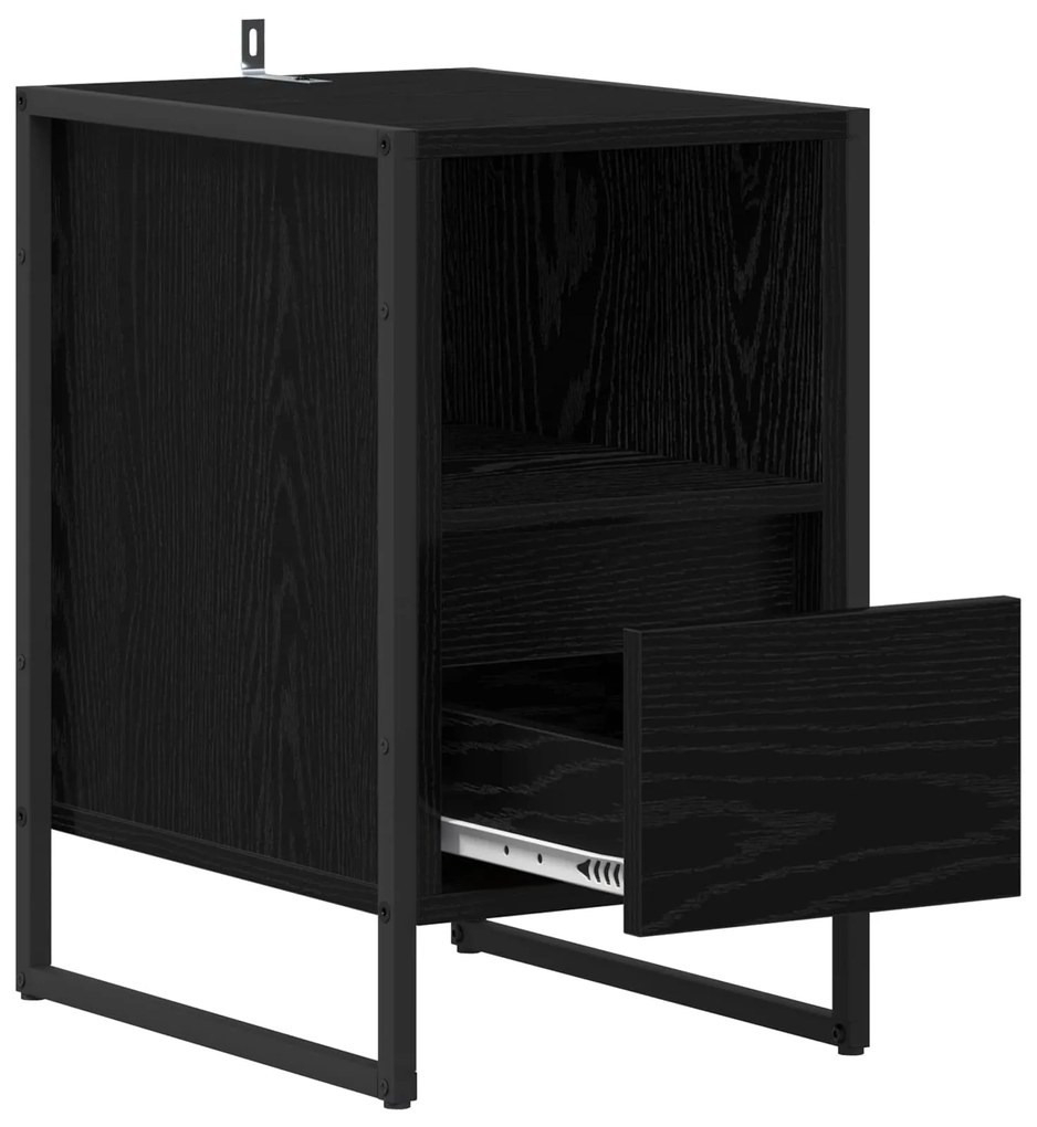 vidaXL Κομοδίνο 2 pcs Μαύρη Οξυά 39,5 x 30 x 50 εκ Επεξεργασμένο ξύλο