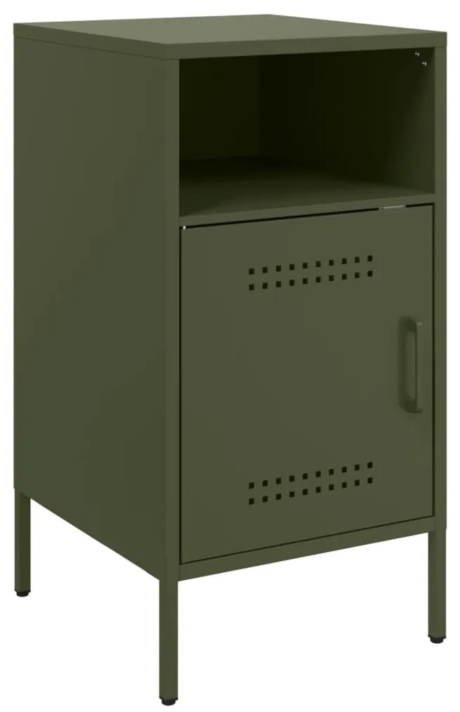 vidaXL Κομοδίνο Πράσινο Λαδί 36x39x68 εκ. από Χάλυβα
