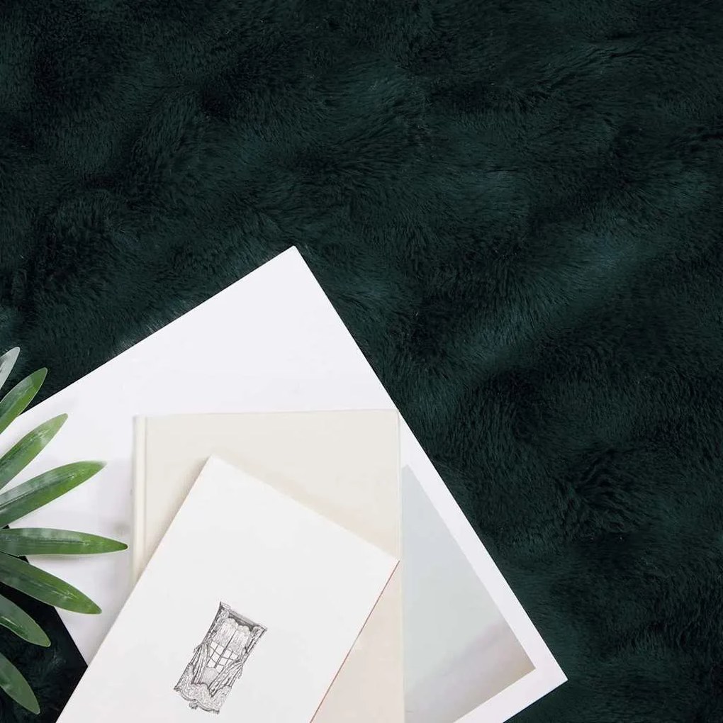 vidaXL Ψεύτικη κουβέρτα από κουνέλι 4 pcs Σκούρο Πράσινο 150 x 220 cm