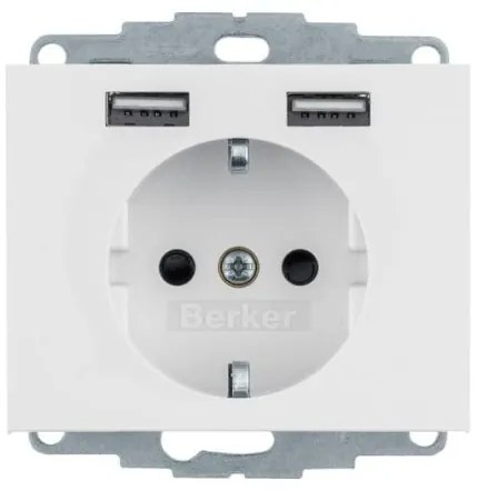 Πρίζα Σούκο με 2xUSB Λευκό Berker K.1 48037009 Hager-48037009-Λευκό 48037009