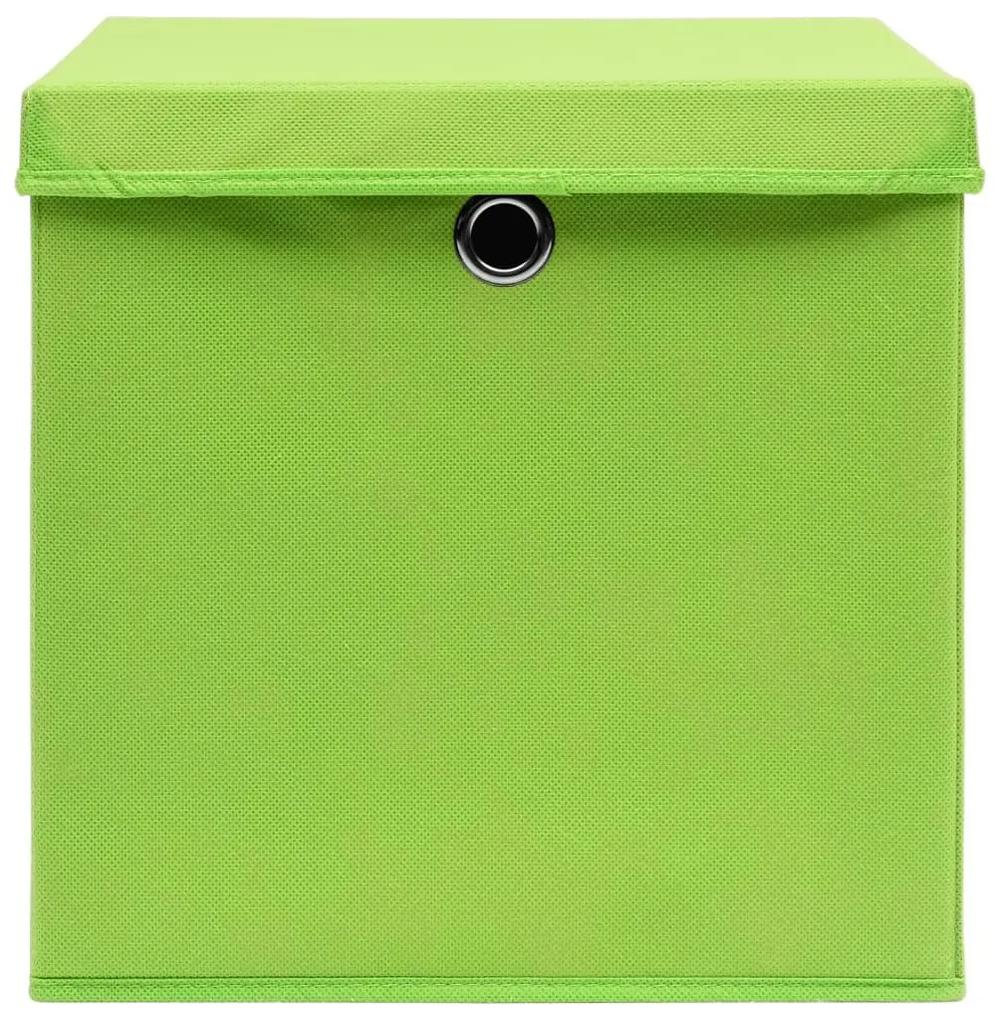 Κουτιά Αποθήκευσης με Καπάκια 10 τεμ. Πράσινα 28 x 28 x 28 εκ. - Πράσινο