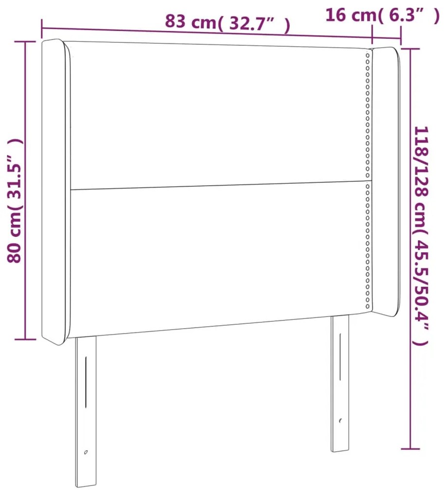 vidaXL Κεφαλάρι Κρεβατιού LED Μαύρο 83x16x118/128εκ. Συνθετ. Δέρμα