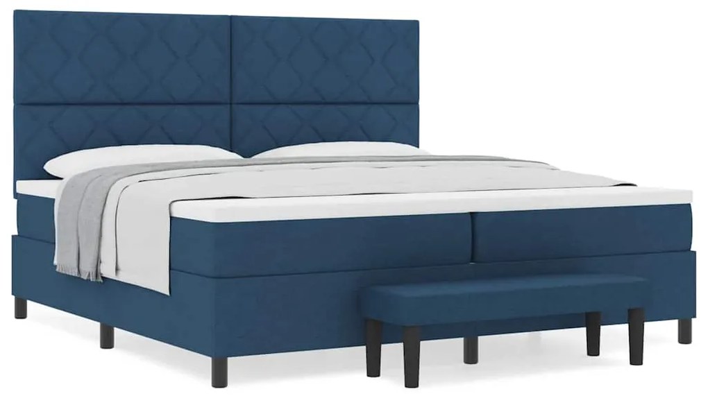 vidaXL Κρεβάτι με ελατήρια με στρώμα Μπλε 200 x 200 cm ύφασμα