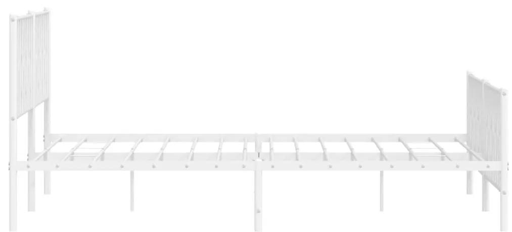 Πλαίσιο Κρεβατιού με Κεφαλάρι/Ποδαρικό Λευκό 200x200εκ. Μέταλλο