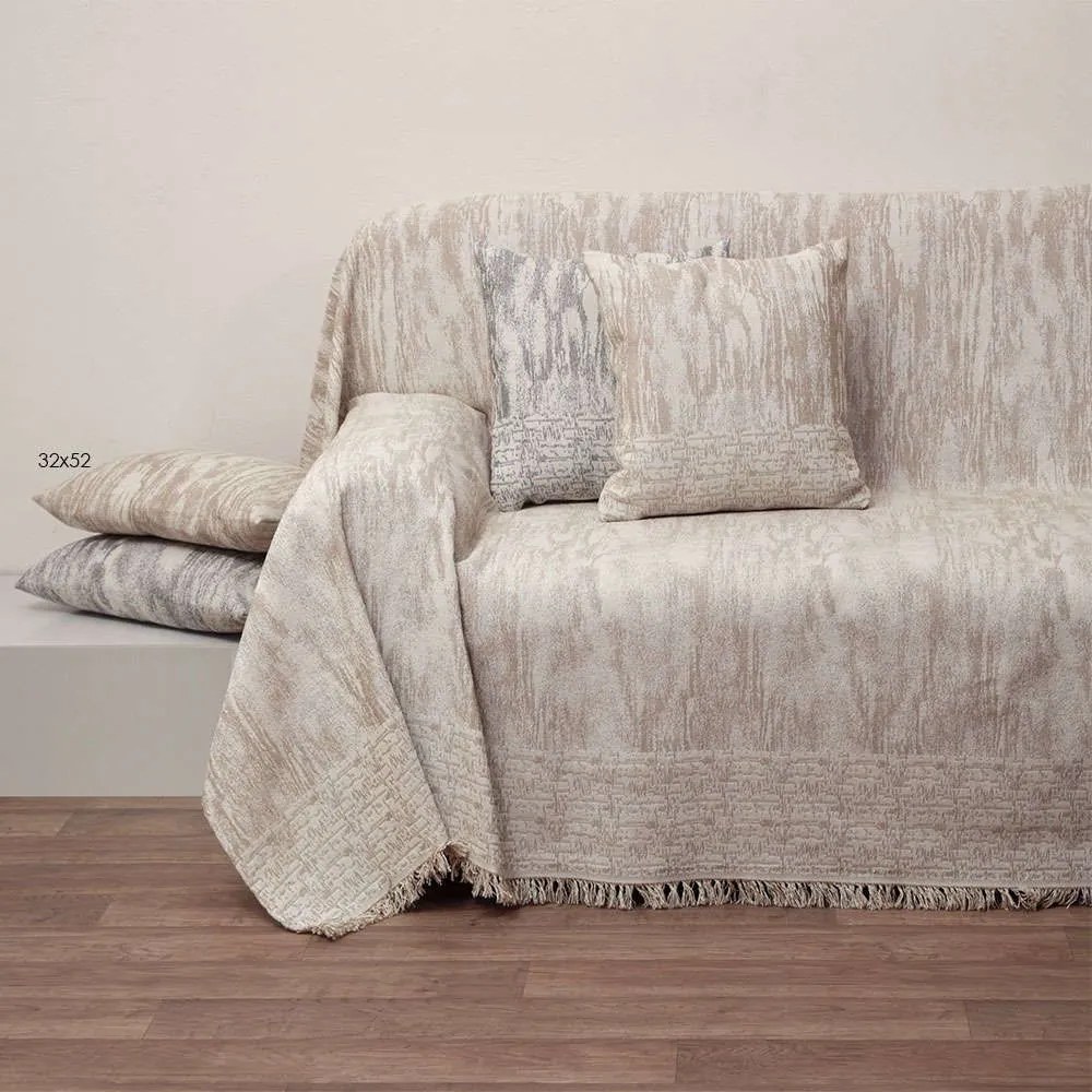 Ριχτάρι Ζακάρ Des.1532 Sand Anna Riska Τριθέσιο 180x280cm 100% Cotton