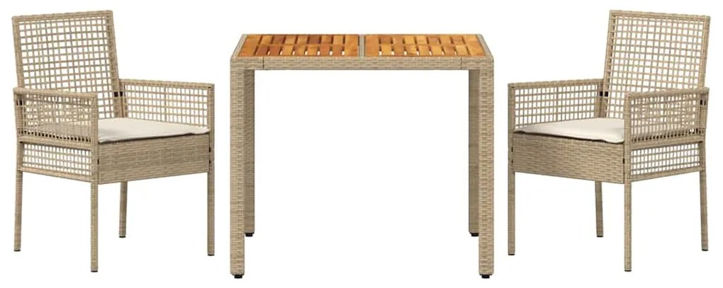vidaXL Σέτ φαγητού για κήπο 3 pcs Μπεζ συνθετικό ρατάν