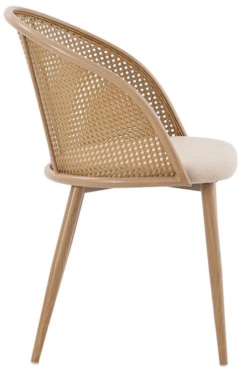 Καρέκλα Riccardo φυσικό pe rattan-μπεζ ύφασμα-φυσικό μέταλλο 56x52x82εκ 56x52x82 εκ.