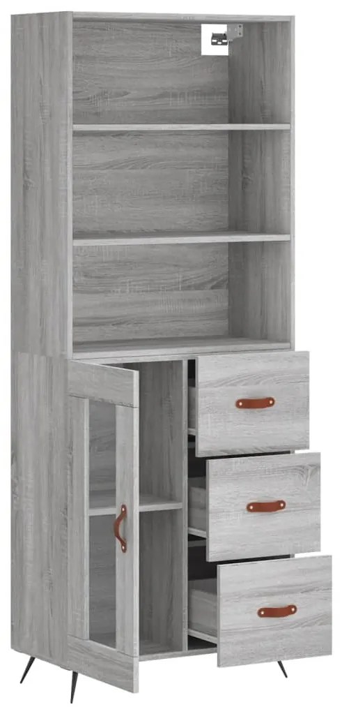 vidaXL Ντουλάπι Γκρι Sonoma 69,5 x 34 x 180 εκ. Επεξεργασμένο Ξύλο