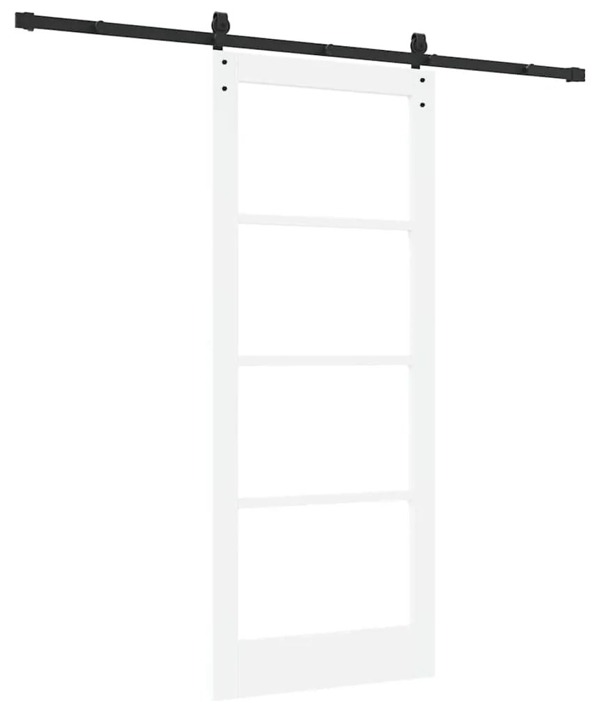 vidaXL Συρόμενη Πόρτα Χειροκίνητος Λευκό 83 x 202 εκ. Ξύλο και μέταλλο