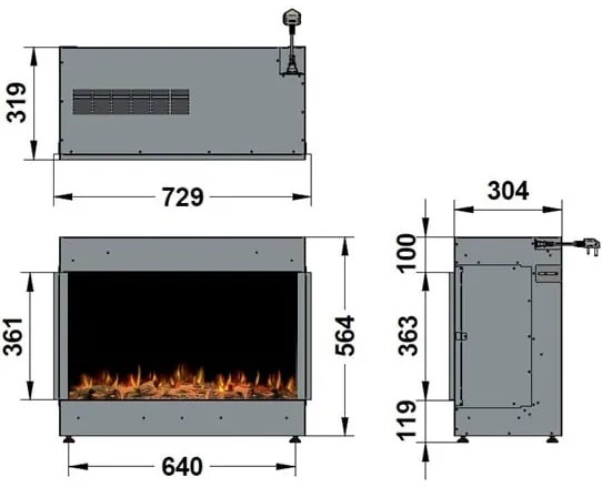 RECESSED ELECTRIC FIREPLACE LIVING FIRE ilektro 950 LT – MKII RSA-MKII-950LT-0071