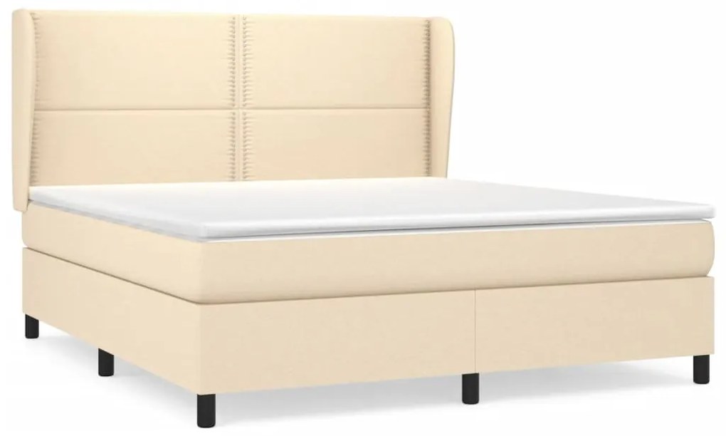 vidaXL Κρεβάτι Boxspring με Στρώμα Κρεμ 160x200 εκ. Υφασμάτινο