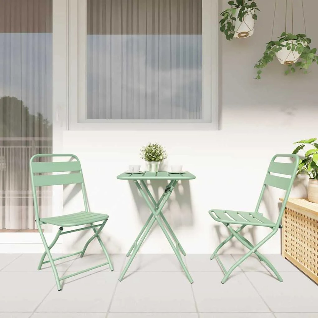 vidaXL Πτυσσόμενη Καρέκλα Κήπου 2 pcs Πράσινο 55 x 56.5 x 91εκ Ατσάλι