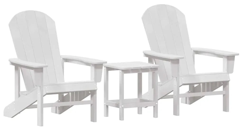 vidaXL Έπιπλα Χαλάρωσης Κήπου 3 pcs Λευκό 38 x 38 x 46cm Πολυαιθυλένιο