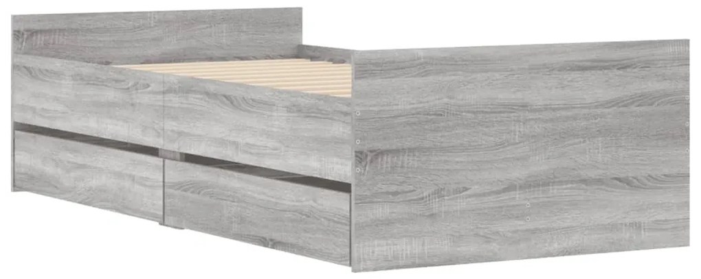 vidaXL Πλαίσιο Κρεβατιού Με Συρτάρια Γκρι Sonoma 75x190εκ Small Single