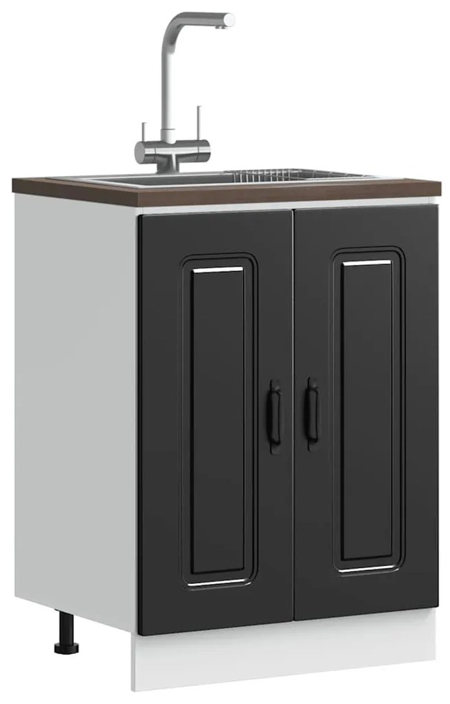 Ντουλάπι βάσης νεροχύτη Kalmar Μαύρο 60x46x81,5 εκ. Επεξ. Ξύλο