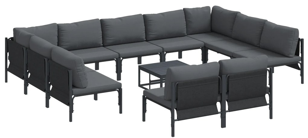 vidaXL Σετ Καναπέ Κήπου 12 pcs Ανθρακί Ατσάλι