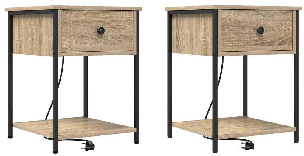 vidaXL Κομοδίνο 2 pcs Sonoma Δρυς 42 x 41 x 56 εκ. Επεξεργασμένο ξύλο