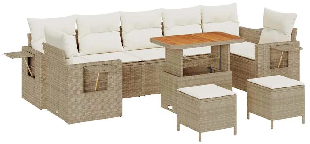 vidaXL Σετ Καναπέ Κήπου 10 pcs Μπεζ συνθετικό ρατάν