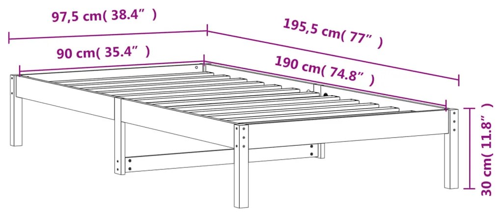 Καναπές Κρεβάτι Χωρίς Στρώμα Καφέ 90x190 εκ. Μασίφ Ξύλο Πεύκου - Καφέ