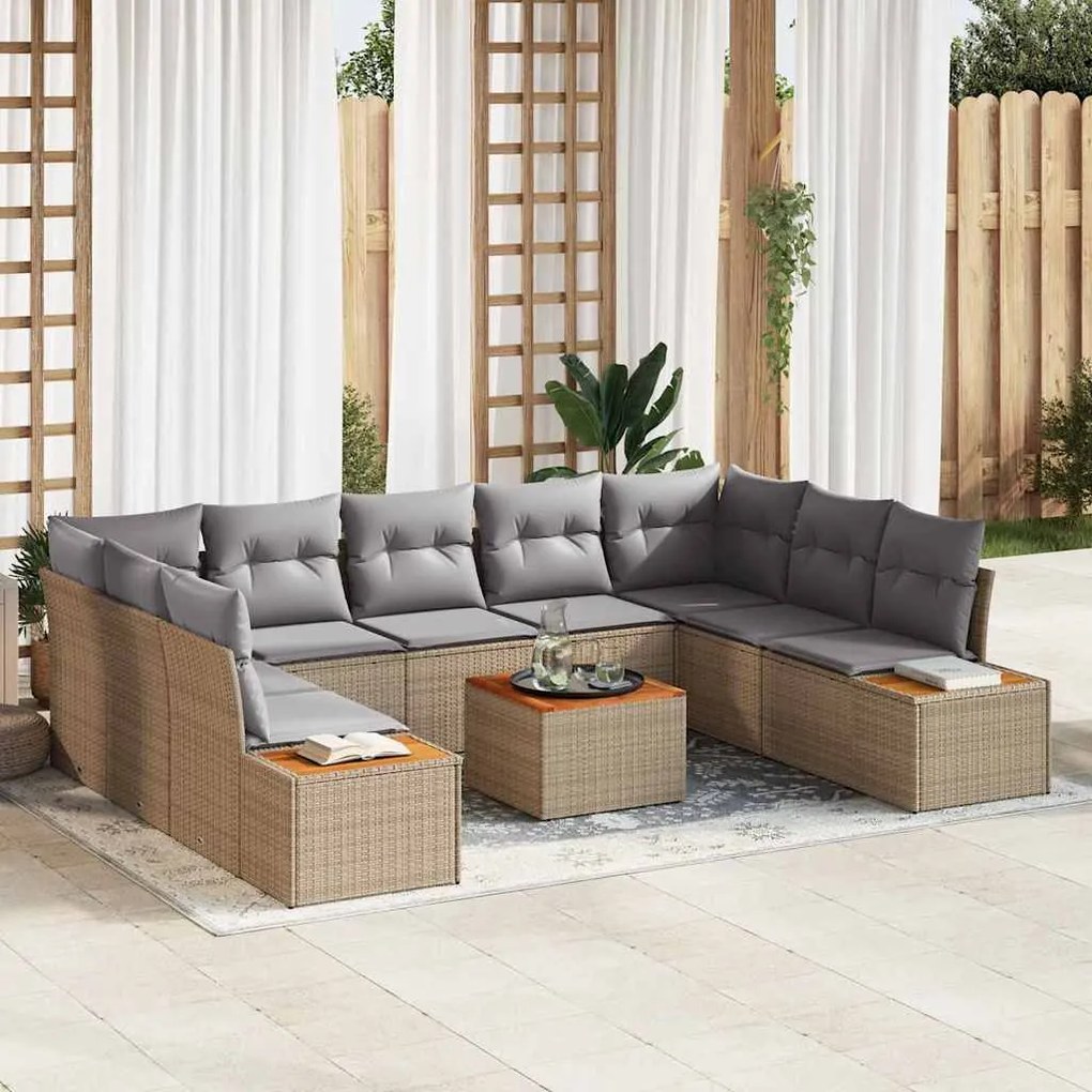vidaXL Σετ Καναπέ Κήπου 6 pcs μπεζ και ανοιχτό γκρι 289 x 209 x 85 εκ