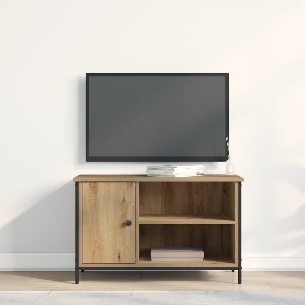 vidaXL Ντουλάπι τηλεόρασης Artisan Oak 80x40x50 εκ Επεξεργασμένο ξύλο και Ατσάλι