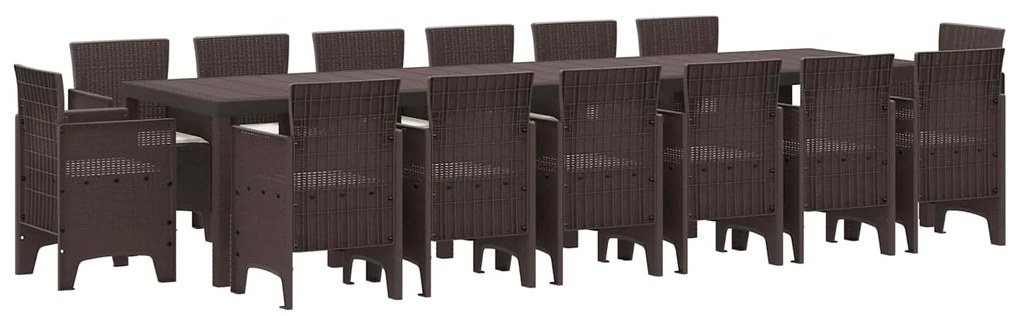 Σέτ φαγητού για κήπο 15 pcs Καφέ Rattan Polt