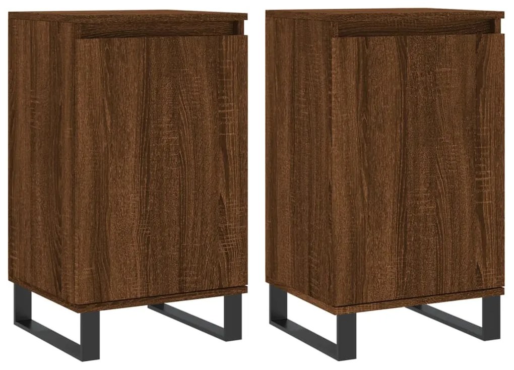 vidaXL Ντουλάπια 2 τεμ. Καφέ Δρυς 40x35x70 εκ. από Επεξεργασμένο Ξύλο