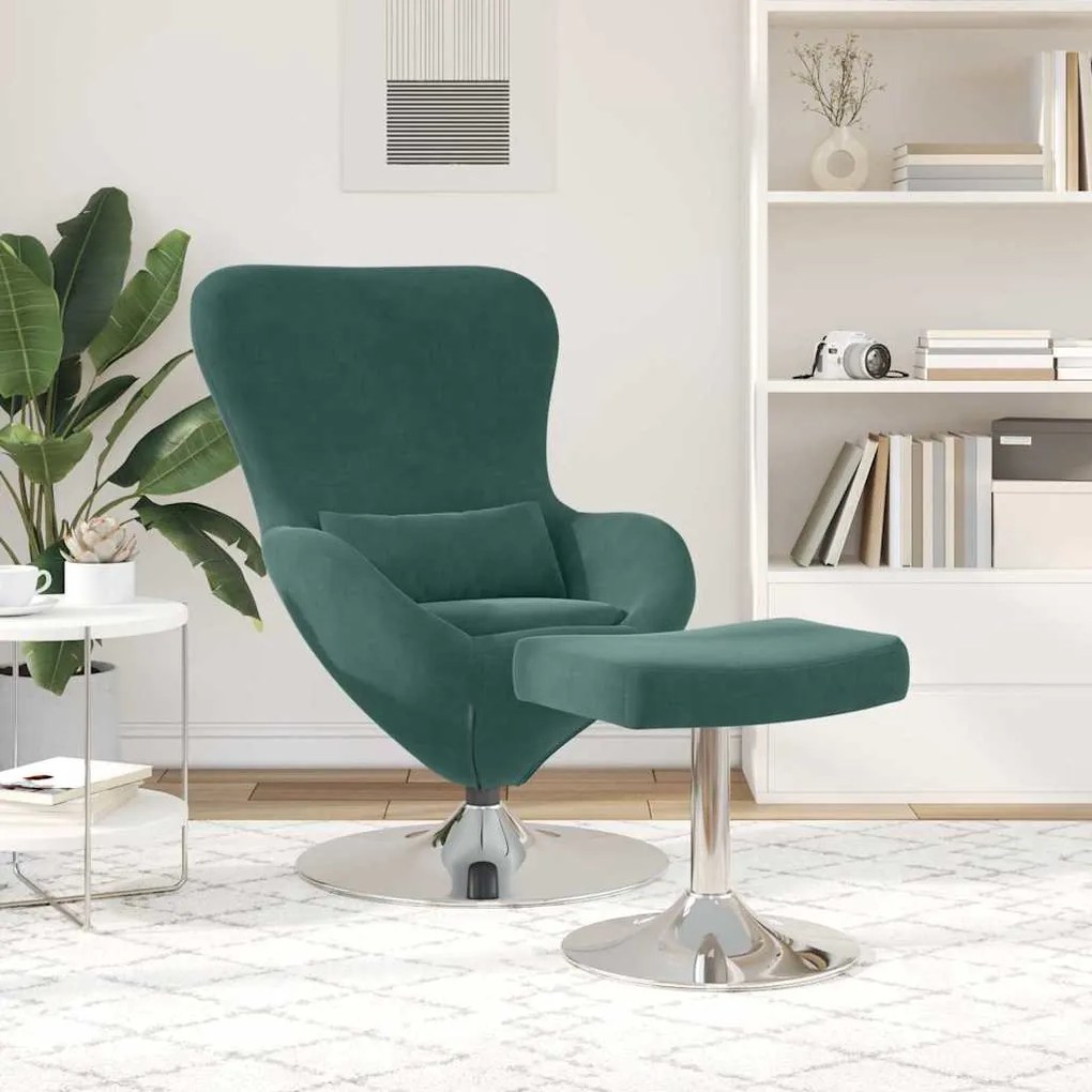 vidaXL Κάθισμα-αυγό 2 pcs Σκούρο πράσινο 63 x 73 x 90 εκ Βελούδο