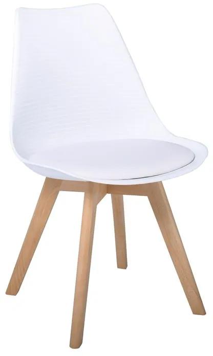 MARTIN STRIPE Καρέκλα Ξύλινο Πόδι, PP Άσπρο  49x56x82cm [-Φυσικό/Άσπρο-] [-Ξύλο/PP - PC - ABS-] ΕΜ136,14S