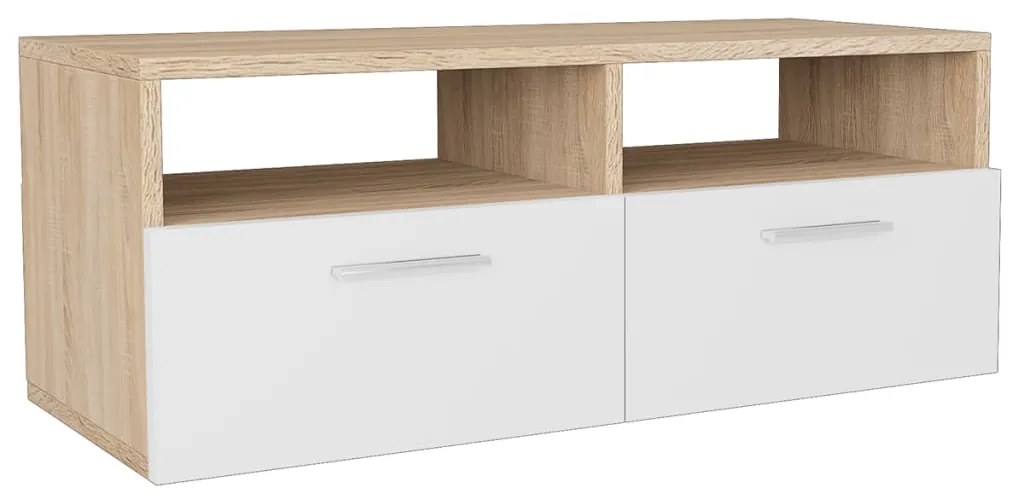 vidaXL Έπιπλο Τηλεόρασης Δρυς / Λευκό 95 x 35 x 36 εκ. από Επεξ. Ξύλο
