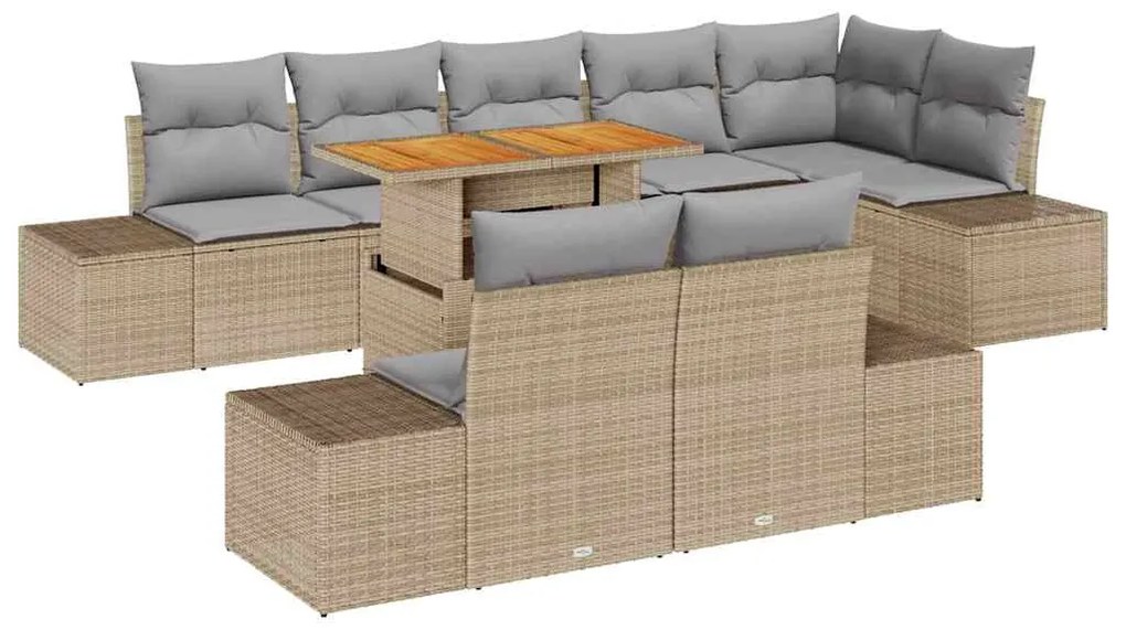 vidaXL Σέτ φαγητού για κήπο 9 pcs Μπεζ, Γκρι 100 x 55 x 73 εκ