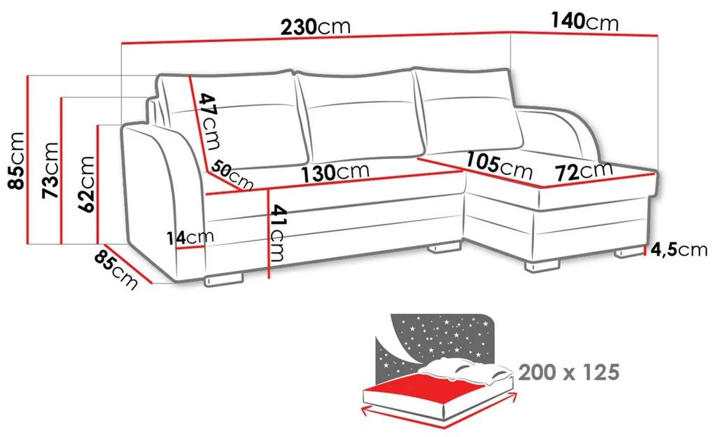 Γωνιακός Καναπές Columbus 111, Λειτουργία ύπνου, Αποθηκευτικός χώρος, 230x140x85cm, 100 kg, Πόδια: Ξύλο, Πλαστική ύλη | Epipla1.gr