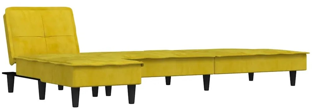 vidaXL Καναπές Κρεβάτι Γωνιακός Κίτρινος 255 x 140 x 70 εκ. Βελούδινος