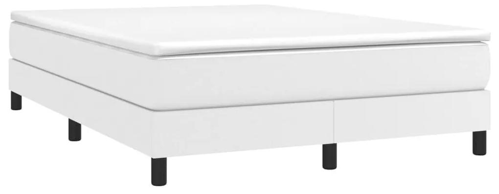 Κρεβάτι Boxspring με Στρώμα Λευκό 140x190εκ.από Συνθετικό Δέρμα - Λευκό