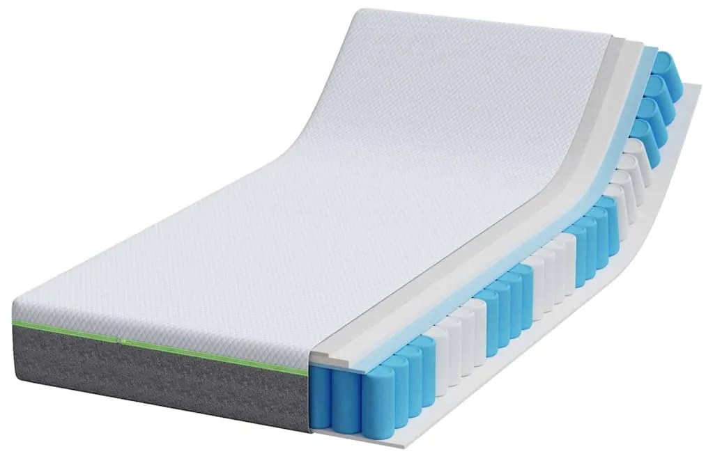 vidaXL Στρώμα Λευκό και Γκρι 100 x 200 cm Τσέπες ελατηρίων