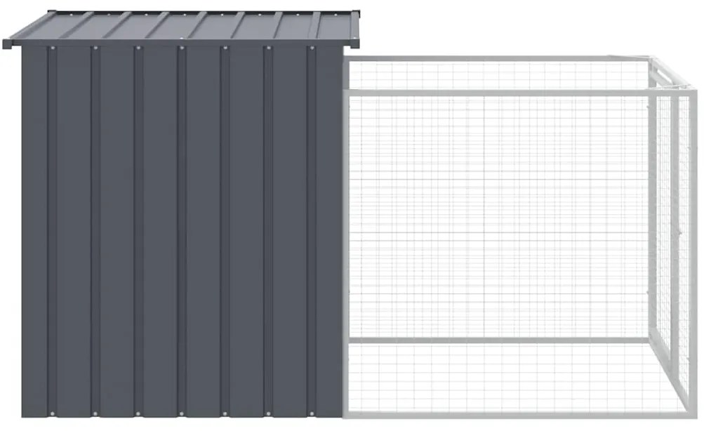 vidaXL Σπιτάκι Σκύλου με Αυλή Ανθρακί 110x201x110 εκ. Γαλβαν. Χάλυβας