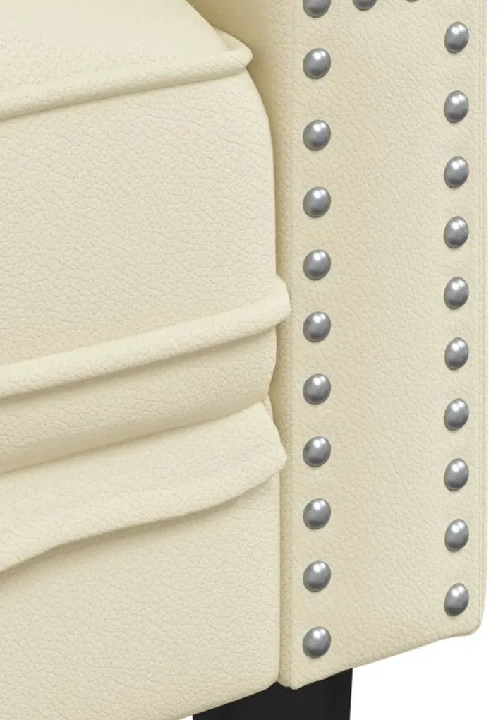 Καναπές Chesterfield 3 τεμαχίων σετ Cream Faux Leather - Κρεμ