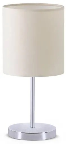 GLOSSY 204-0077 Μοντέρνο Eπιτραπέζιο Φωτιστικό Μονόφωτο 1 x E27 IP20 Ασημί Μέταλλο με Μπεζ Ύφασμα-Μ15 x Π15 x Υ39cm Globostar-20 204-0077