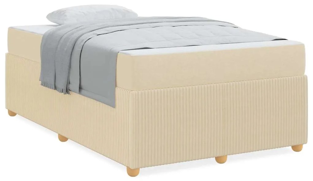 vidaXL Σκελετός Κρεβατιού με στρώμα Κρεμ 120 x 190 cm ύφασμα