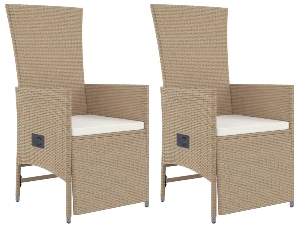 vidaXL Σετ Τραπεζαρίας Κήπου 3 τεμ. Μπεζ Συνθετικό Ρατάν με Μαξιλάρια