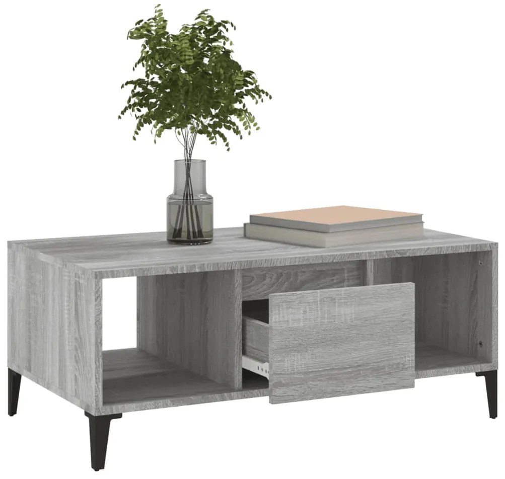 vidaXL Τραπεζάκι Σαλονιού Γκρι Sonoma 90x50x36,5εκ. Επεξεργασμένο Ξύλο