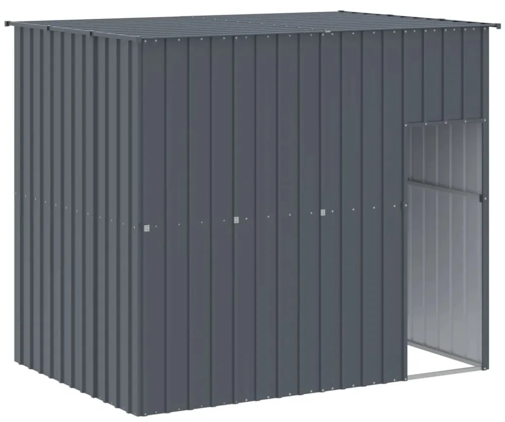 vidaXL Σπιτάκι Σκύλου με Αυλή Ανθρακί 214x1069x181 εκ. Γαλβαν. Χάλυβας