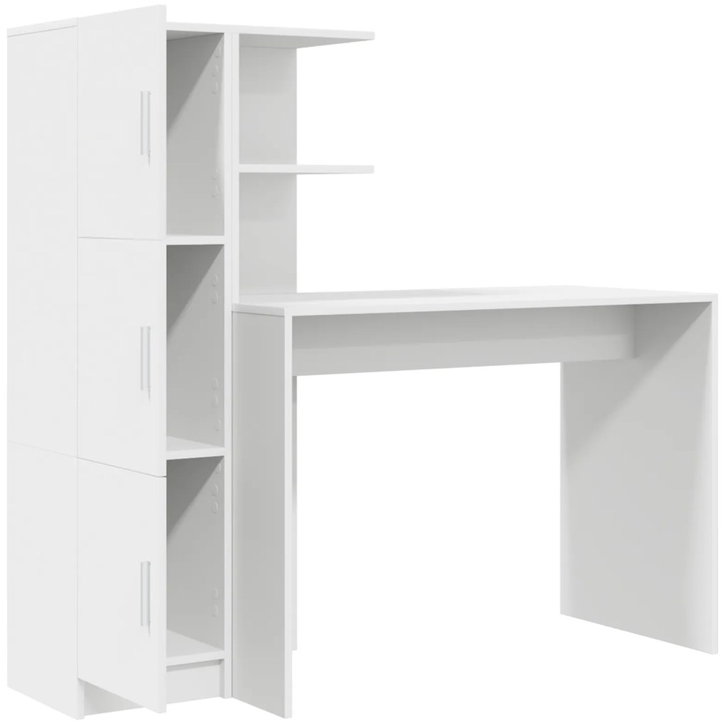 vidaXL Γραφείο με αποθηκευτικό χώρο 2 pcs Λευκό 102 x 50 x 124 εκ.