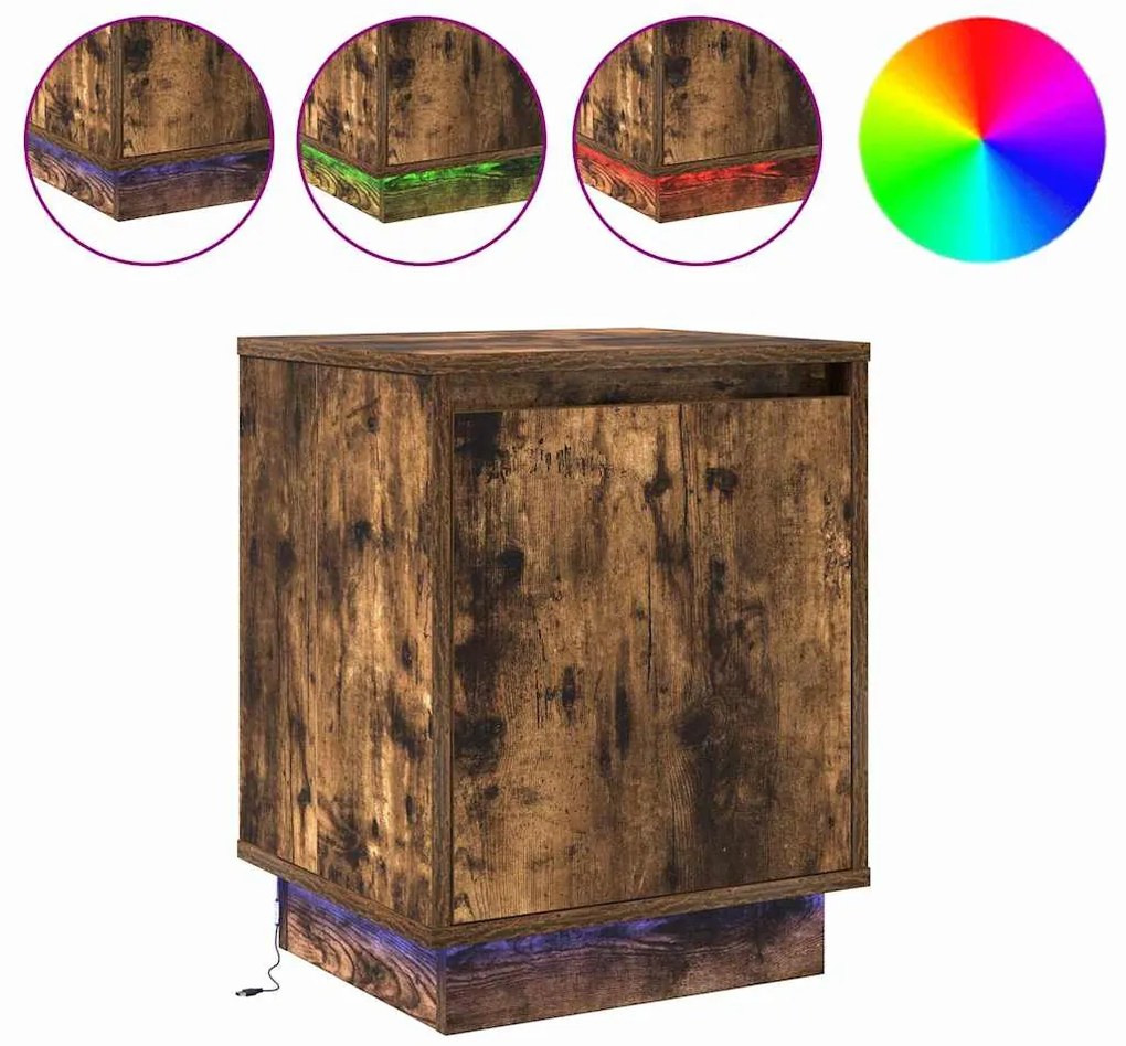 vidaXL Κομοδίνο με 2 pcs Καπνιστό Δρύς 39 x 34.5 x 50 εκ.
