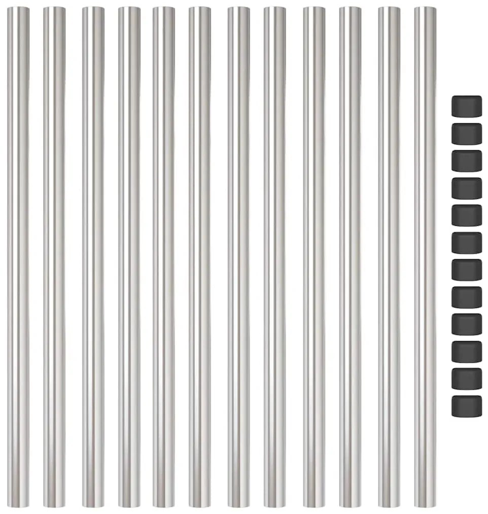 vidaXL Πό posts φράχτη 12 pcs Ασημί 100 cm Ατσάλι με Επικάλυψη Πούδρας