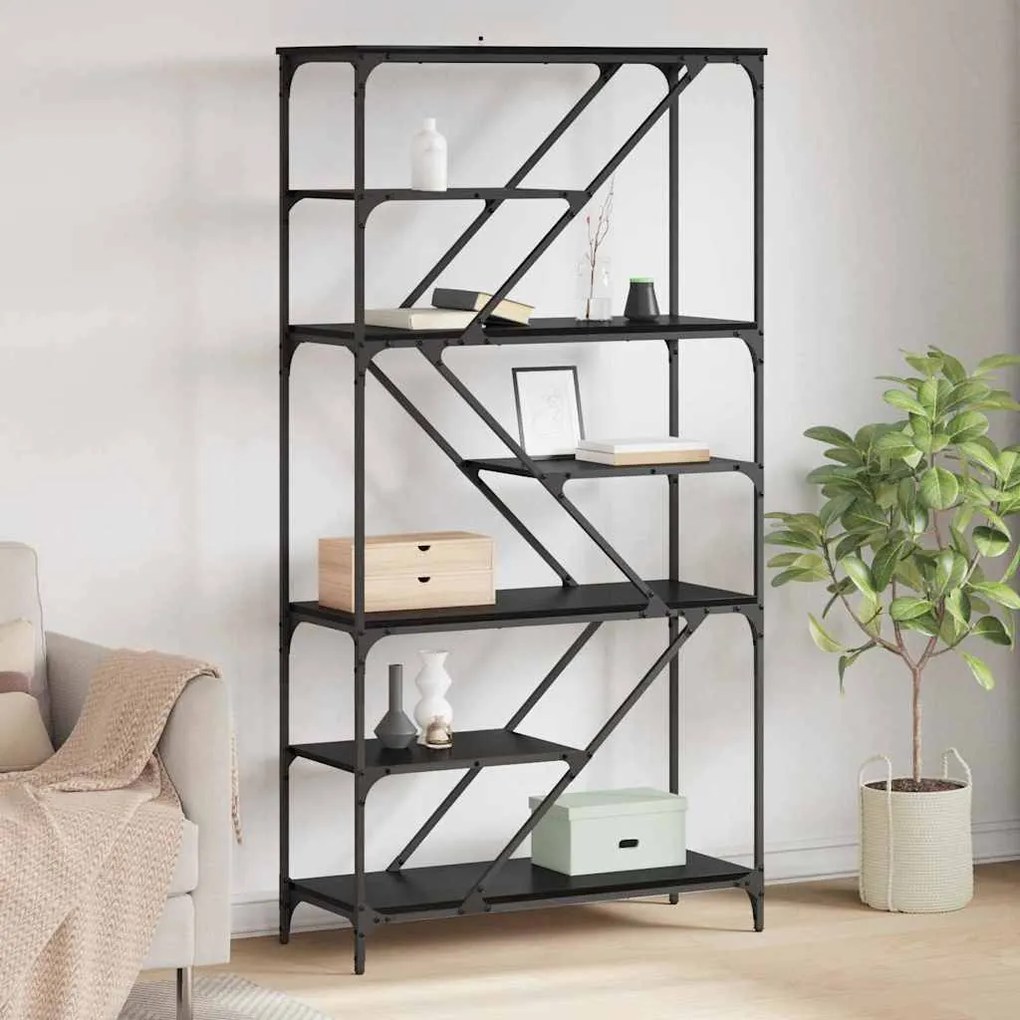 Ράφι Βιβλίων Μαύρη Οξυά 91 x 36 x 176 εκ Επεξεργασμένο ξύλο