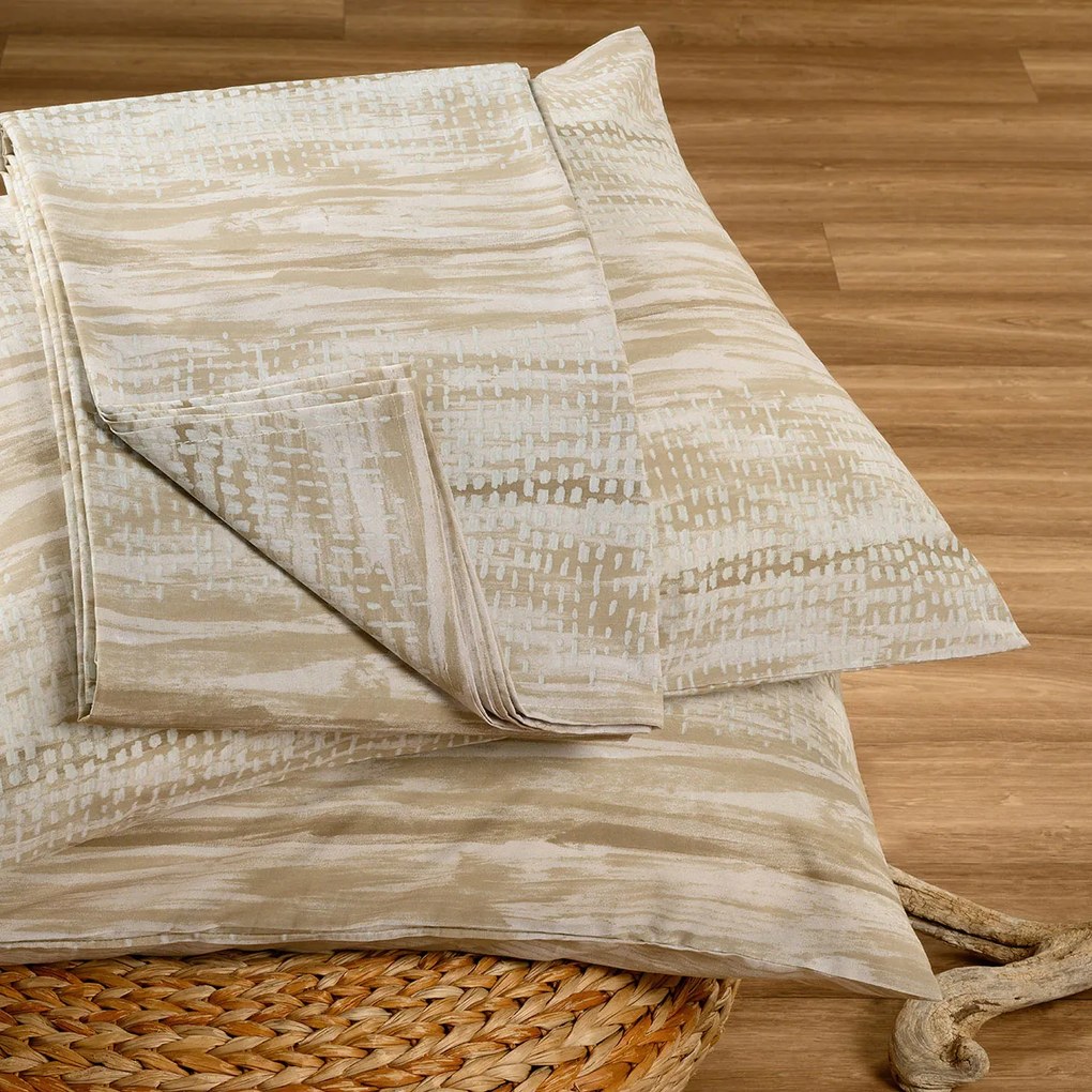 Σεντόνι King Size Με Λάστιχο + Μαξιλαροθήκες Melinen Casual Line Mini Fuji Mocca