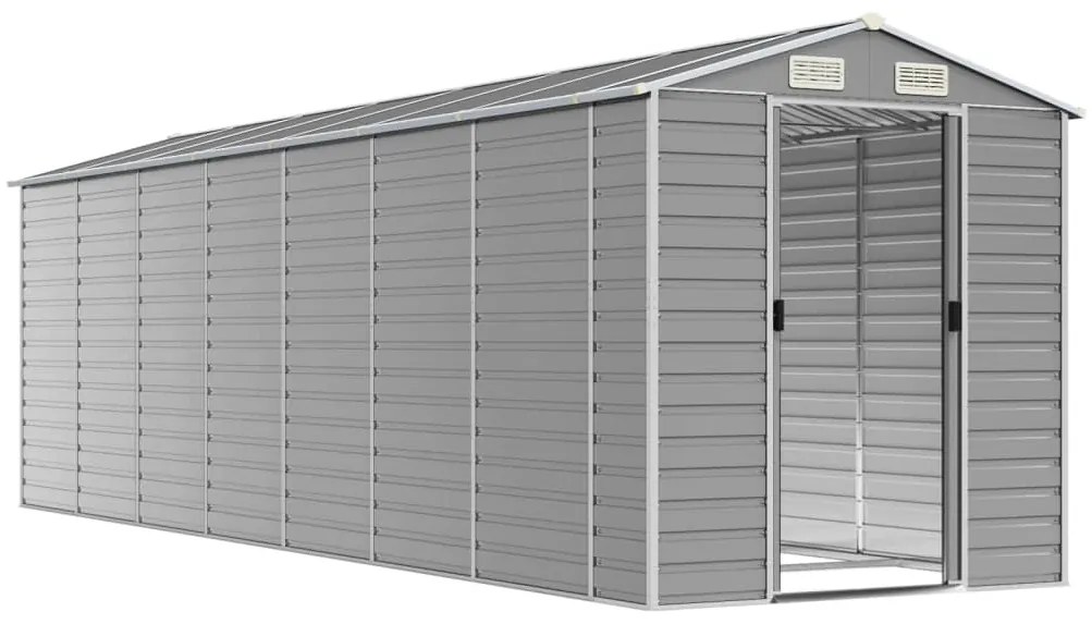 vidaXL Αποθήκη Κήπου Ανοιχτό Γκρι 191x640x198 εκ. Γαλβανισμένο Ατσάλι