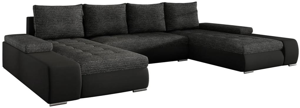 Γωνιακός καναπές Norma-Μαύρο - Γκρι - 363.00 Χ 200.00 Χ 88.00